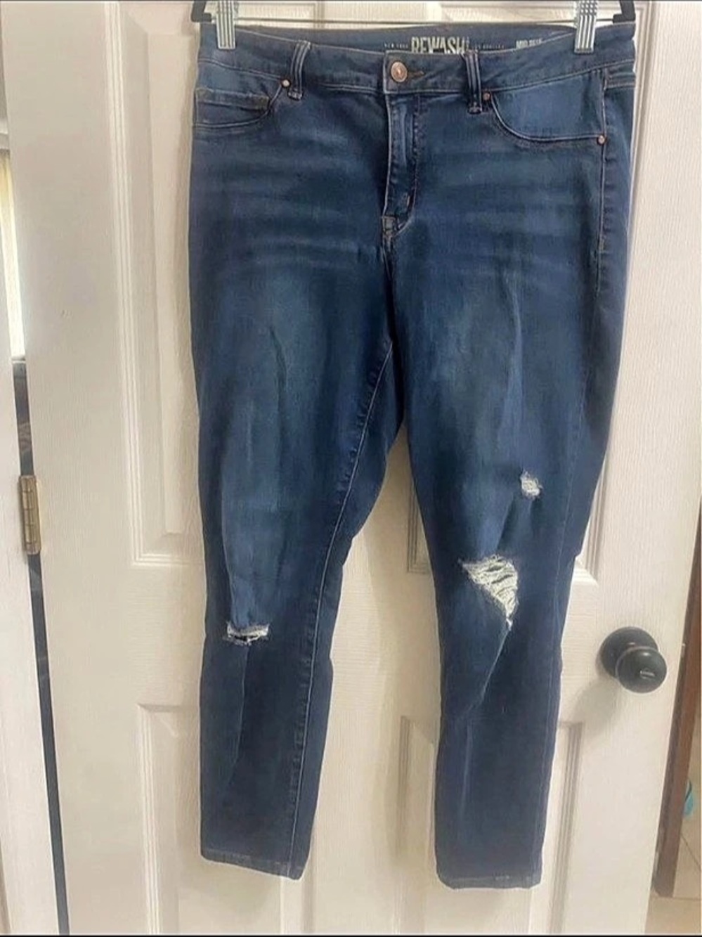 Rewash Distressed Skinny Jeans in Blue Waist 13